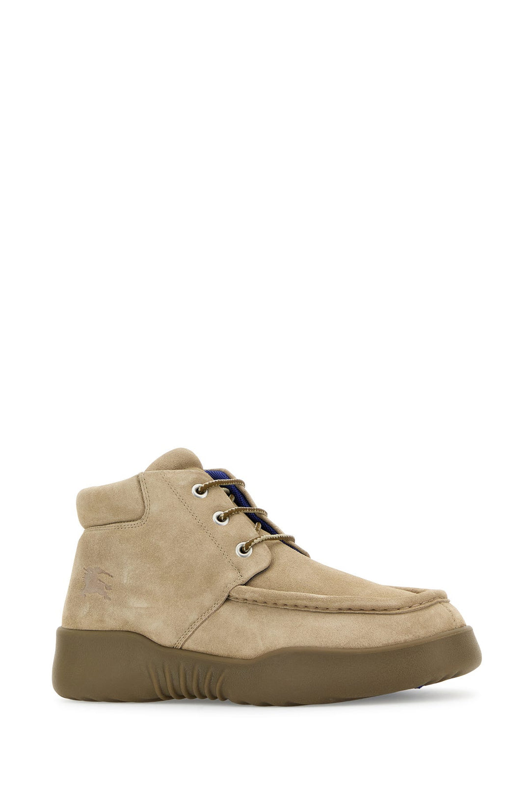 Beige suede Log ankle boots