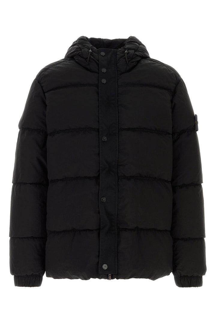 Black nylon down jacket