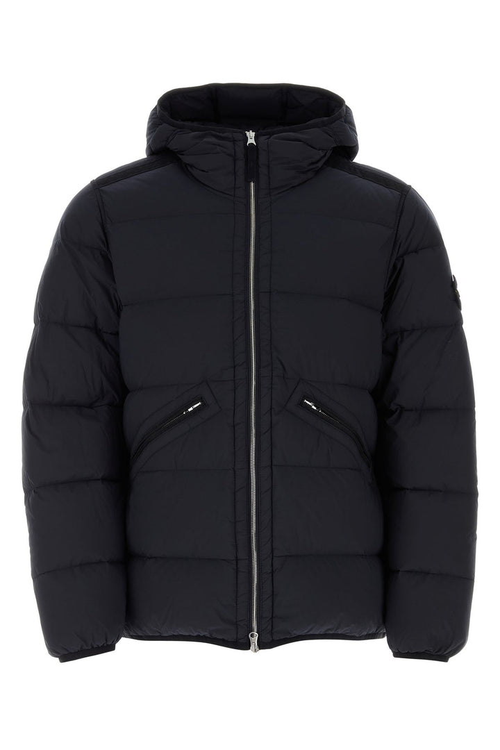 Midnight blue stretch nylon down jacket