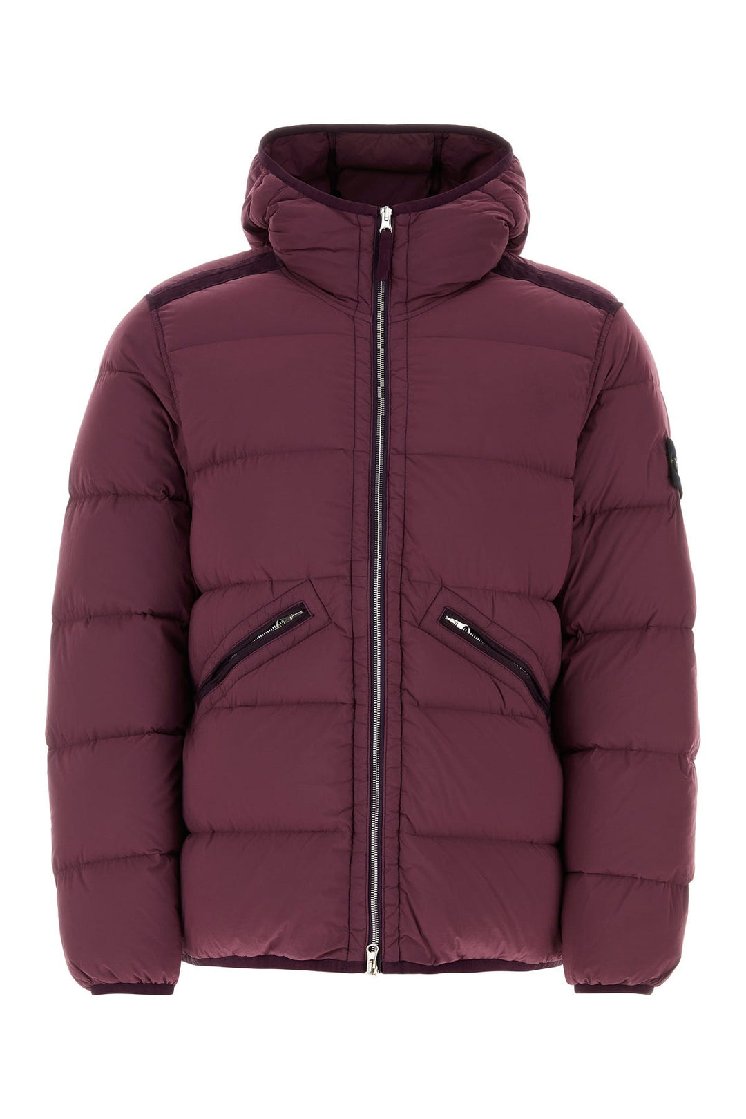 Plum stretch nylon down jacket