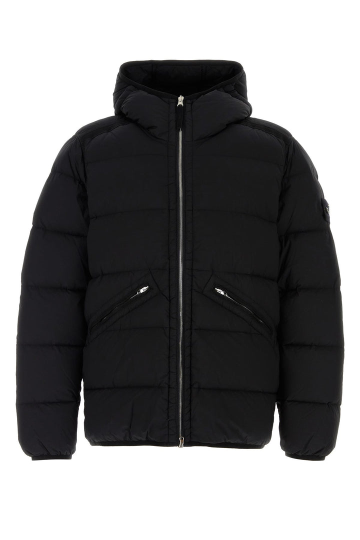 Black stretch nylon down jacket