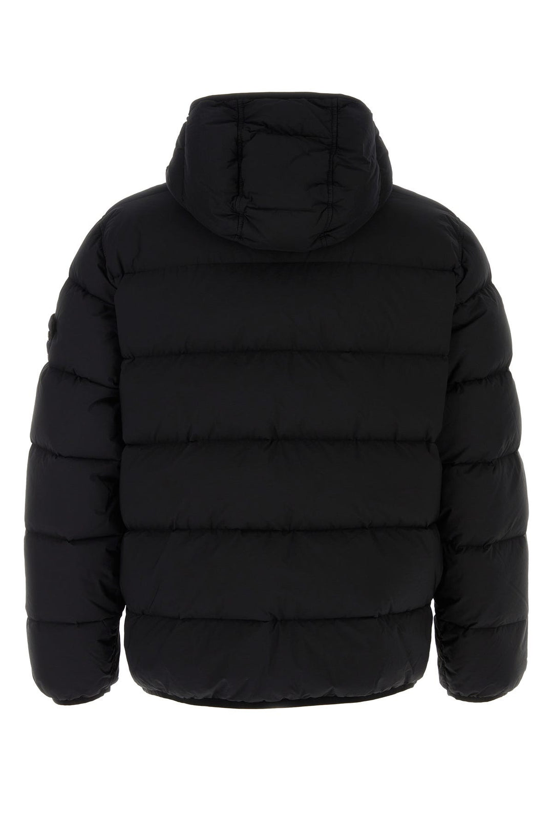 Black stretch nylon down jacket