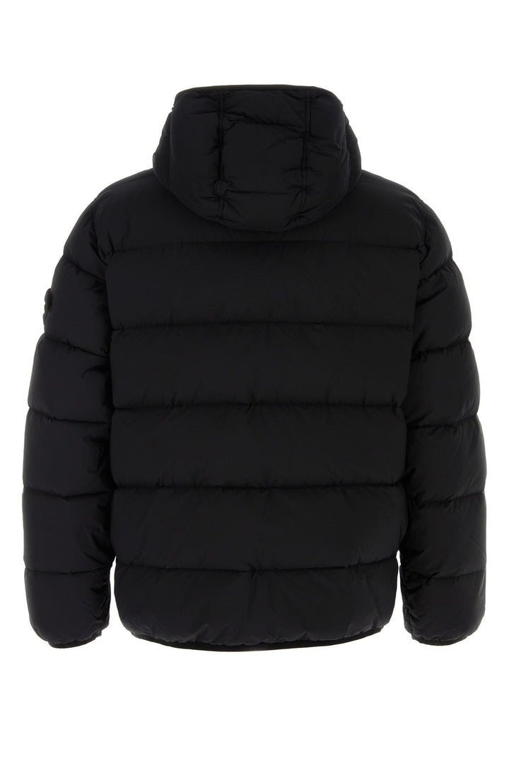 Black stretch nylon down jacket