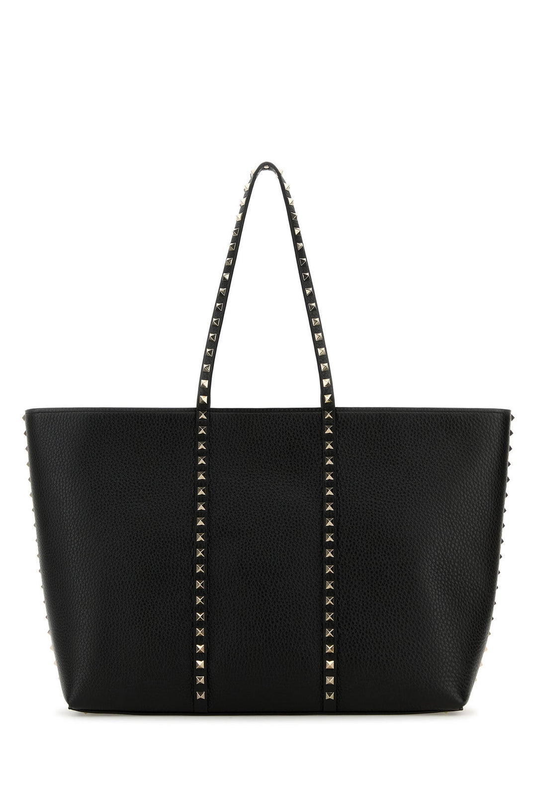 Black leather Rockstud shopping bag