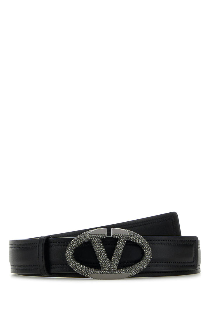 Black leather VLogo The Bold Edition belt