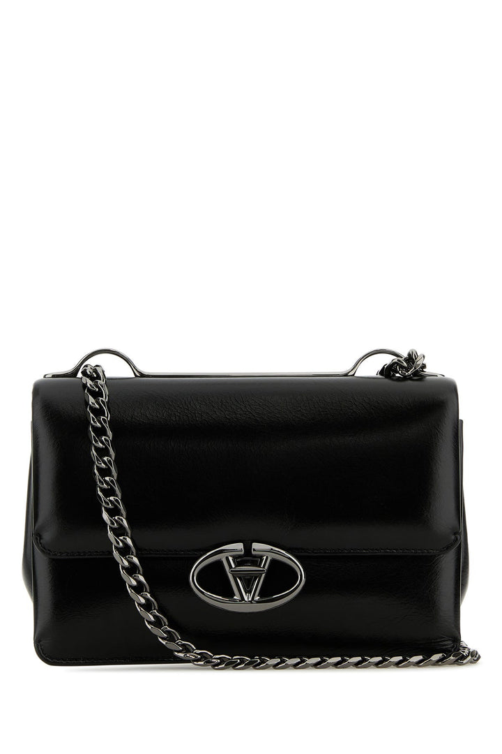 Black leather small VLogo shoulder bag