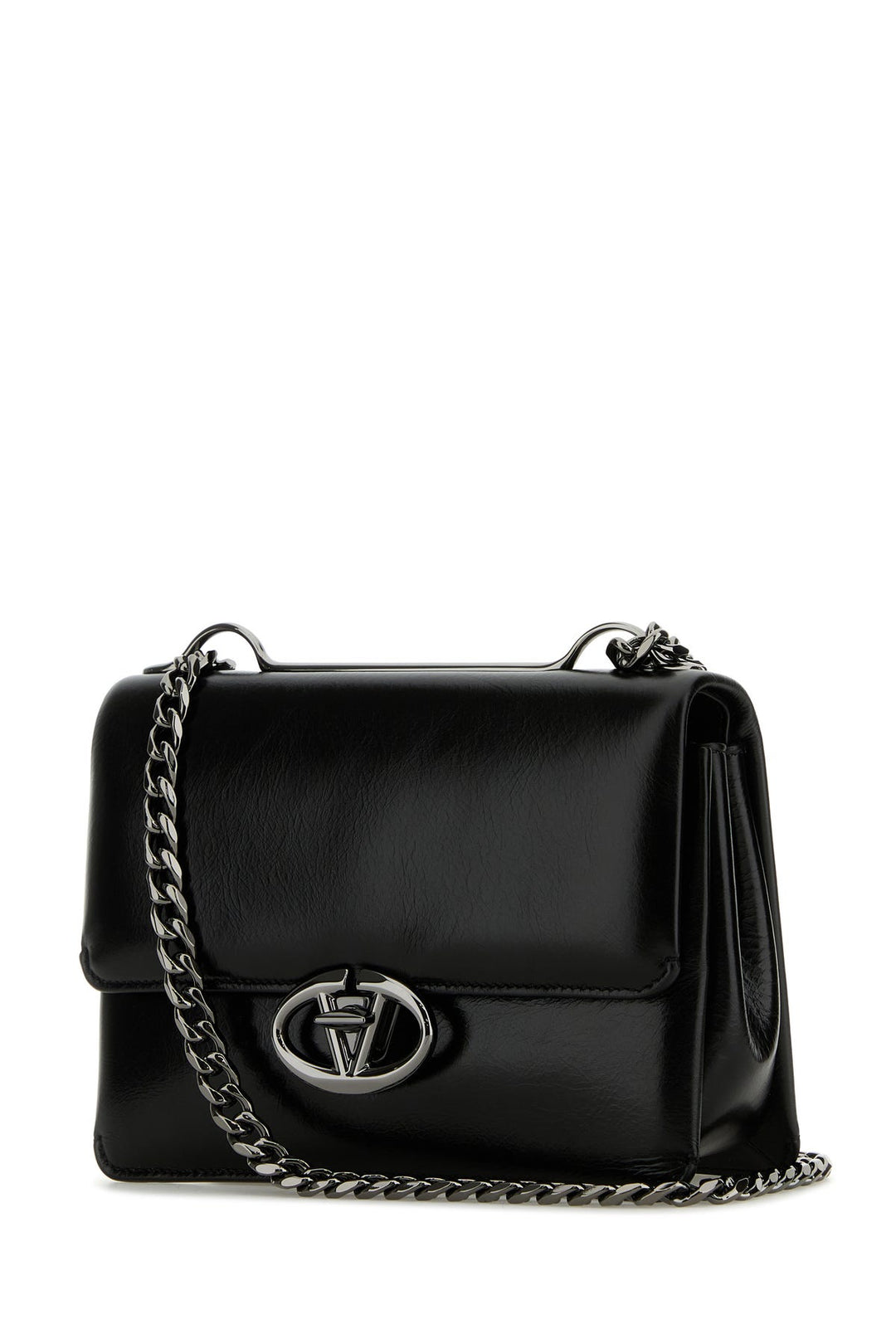 Black leather small VLogo shoulder bag