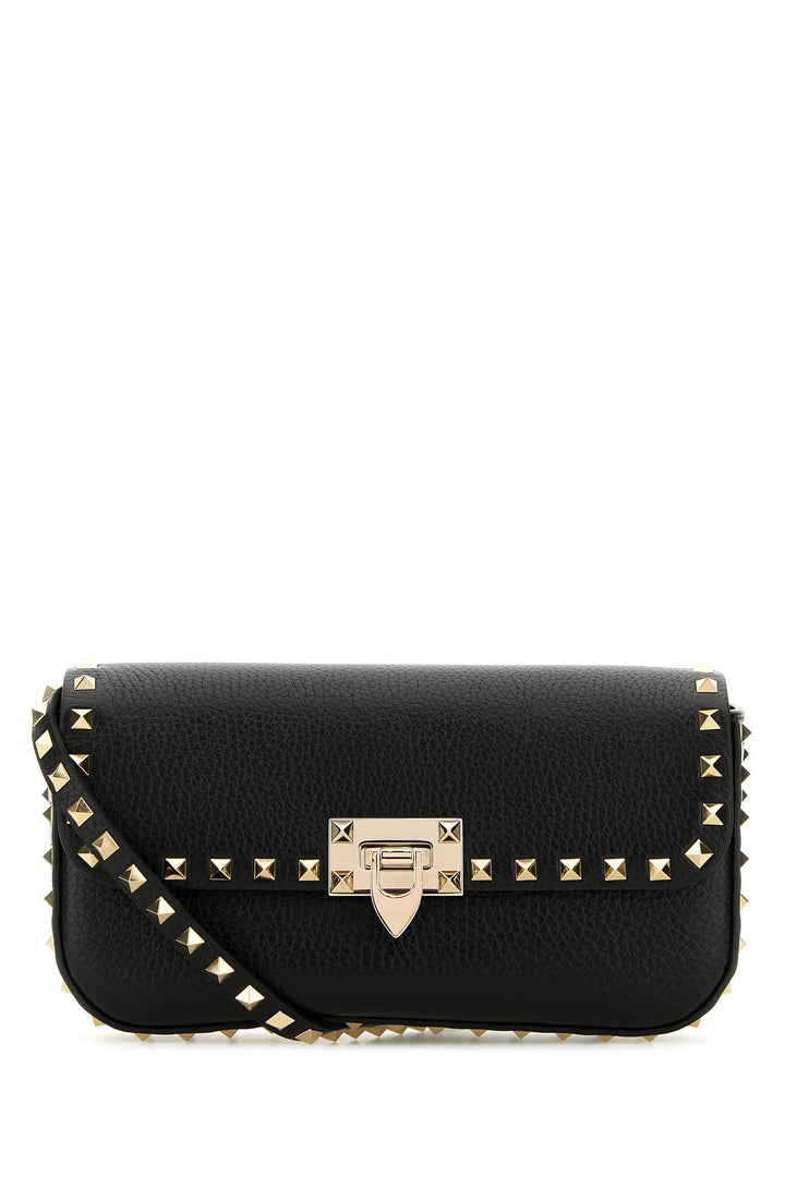 Black leather Rockstud crossbody bag