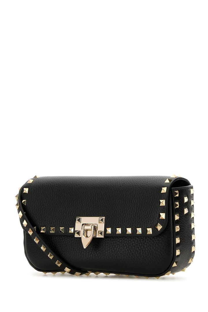 Black leather Rockstud crossbody bag