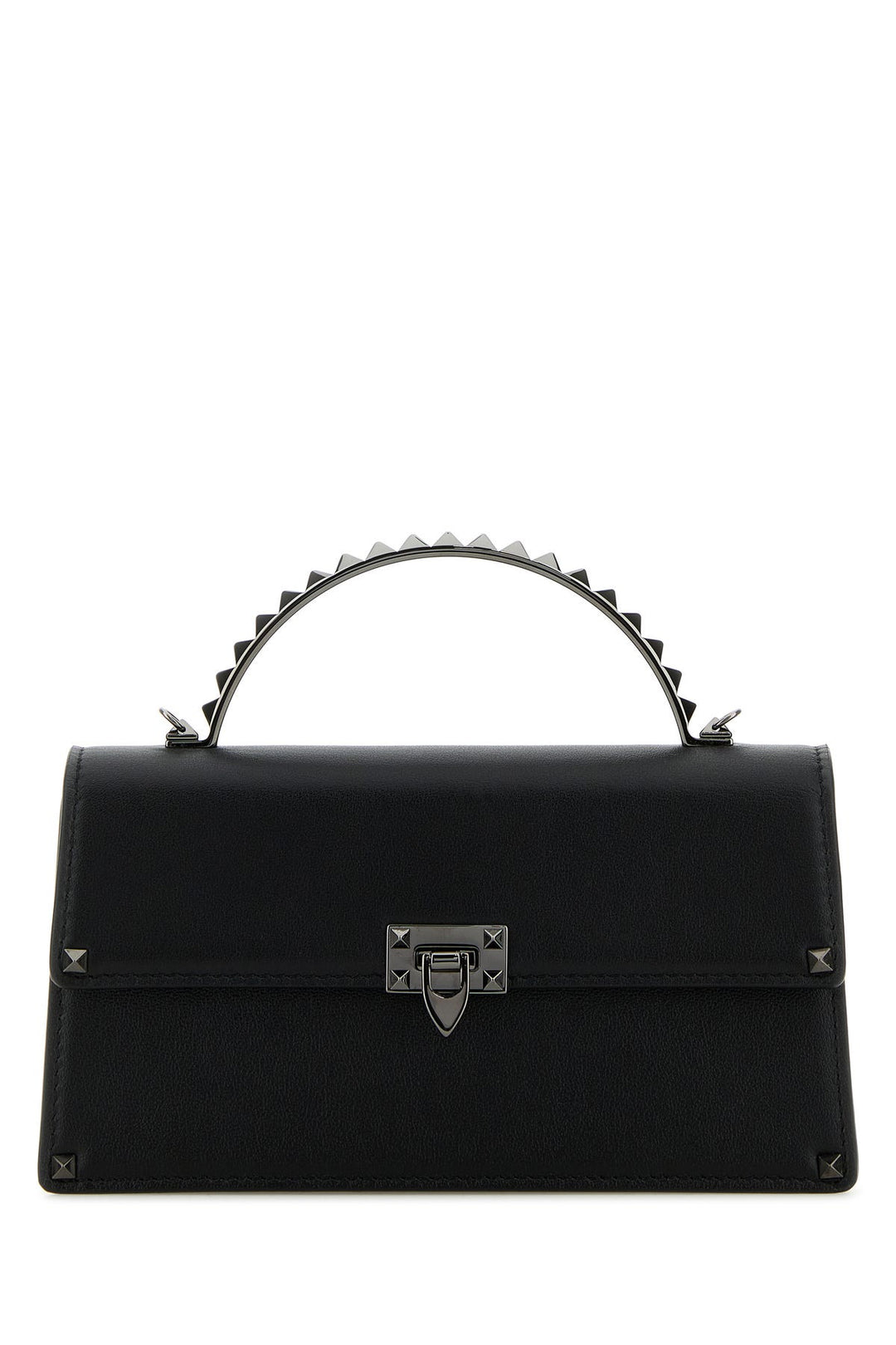 Black leather Rockstud handbag