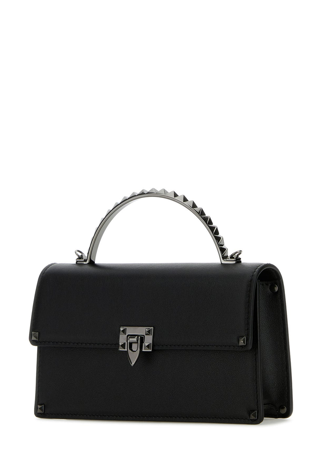 Black leather Rockstud handbag