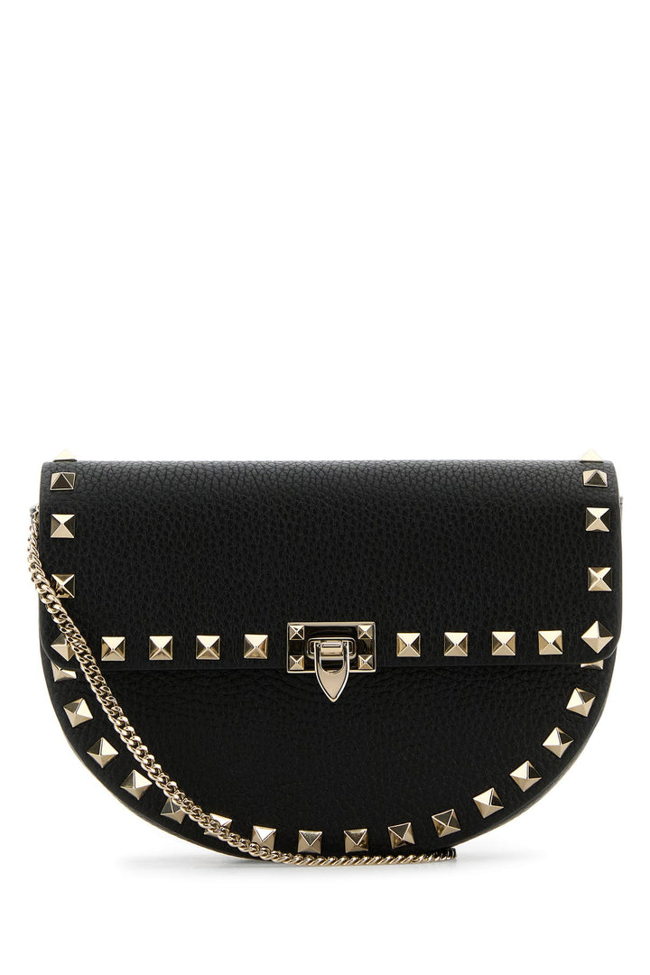 Black leather Rockstud crossbody bag