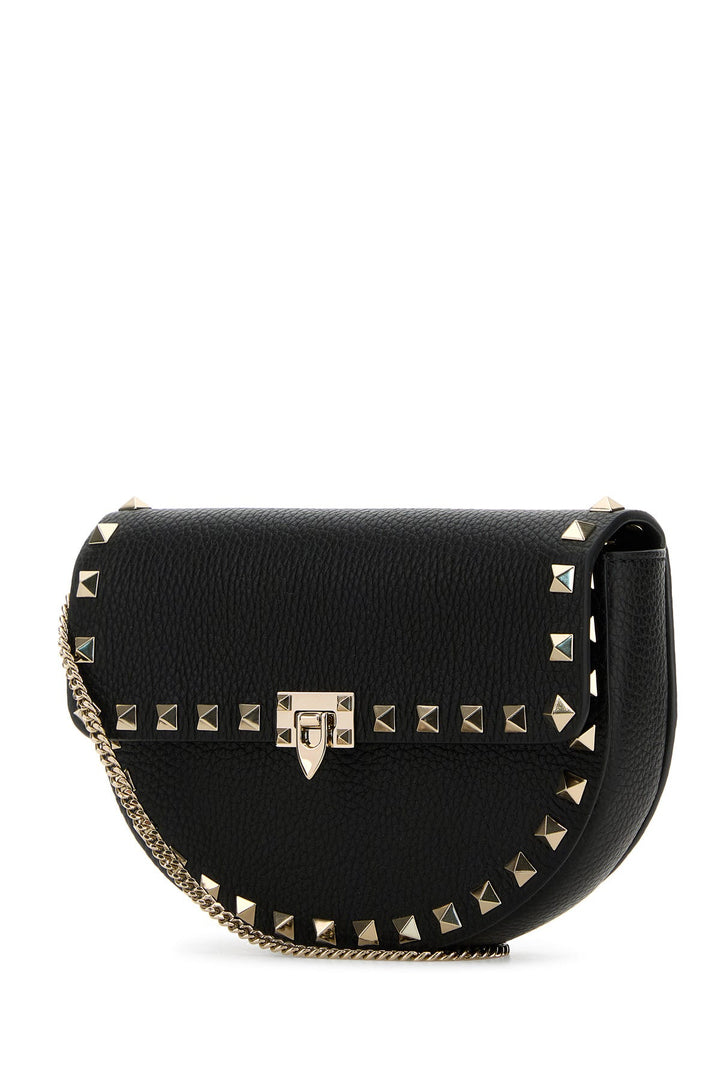 Black leather Rockstud crossbody bag