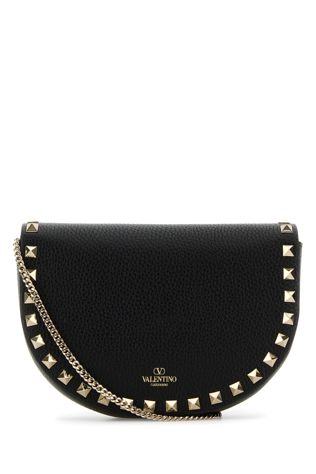 Black leather Rockstud crossbody bag