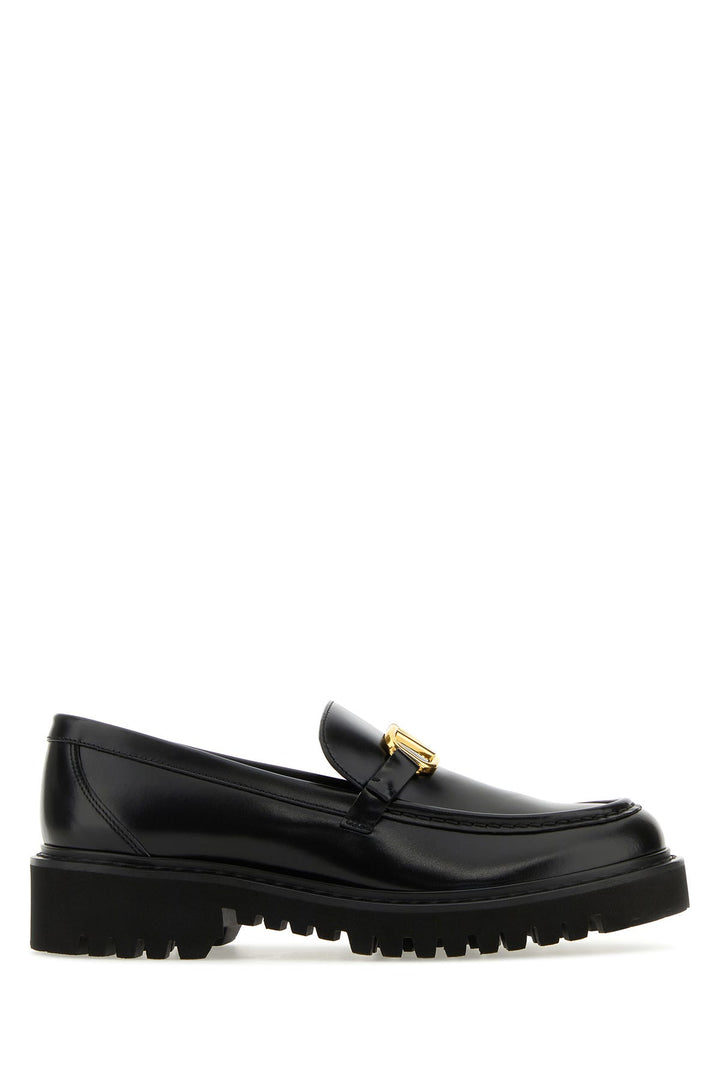 Black leather Vlogo loafers