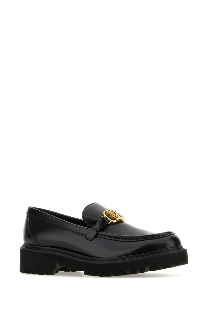 Black leather Vlogo loafers