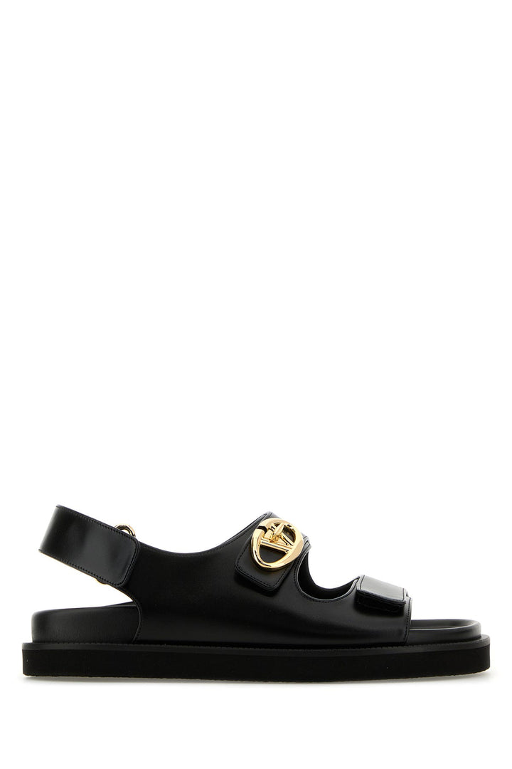 Black leather sandals