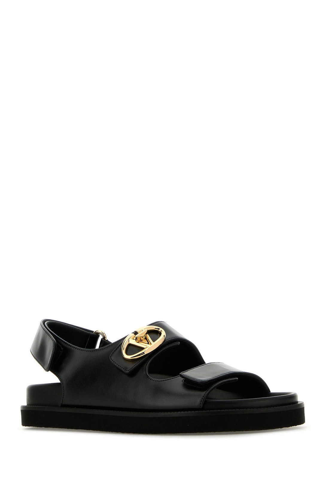 Black leather sandals