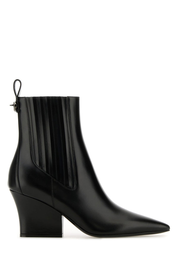 Black leather VLogo Lockette ankle boots