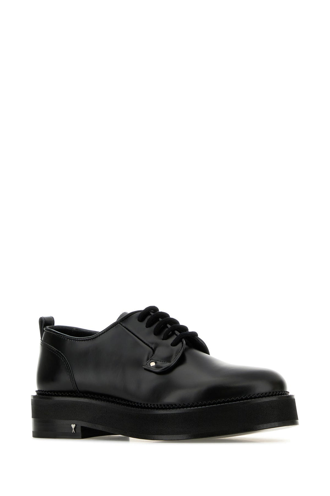 Black leather lace-up shoes