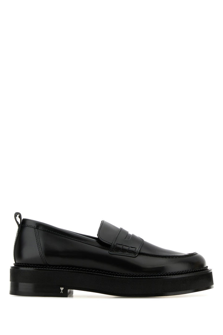 Black leather loafers