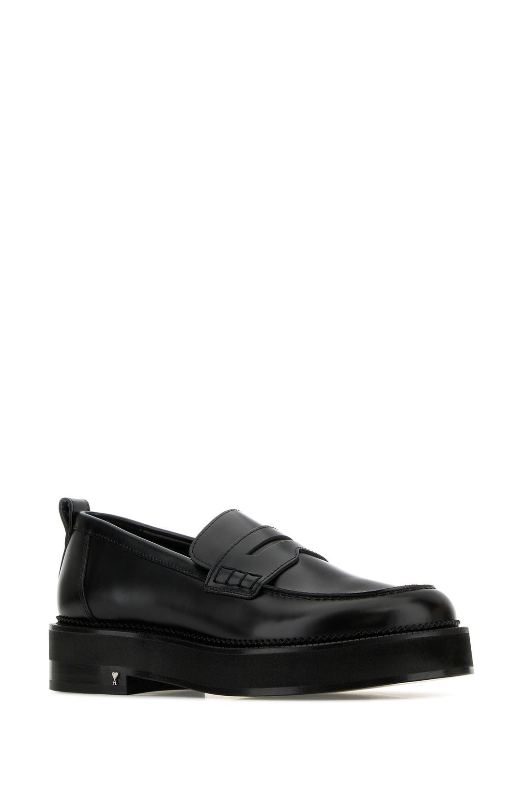 Black leather loafers