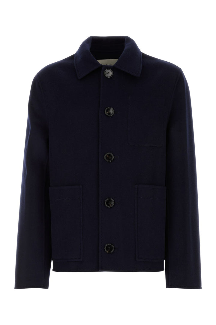 Navy blue wool blend coat