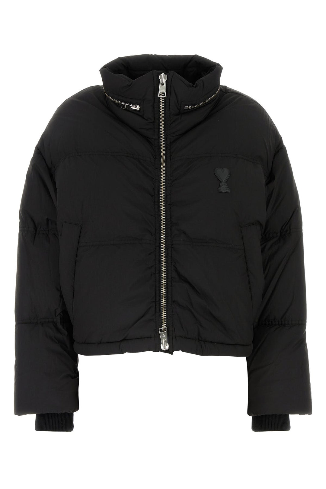 Black nylon down jacket