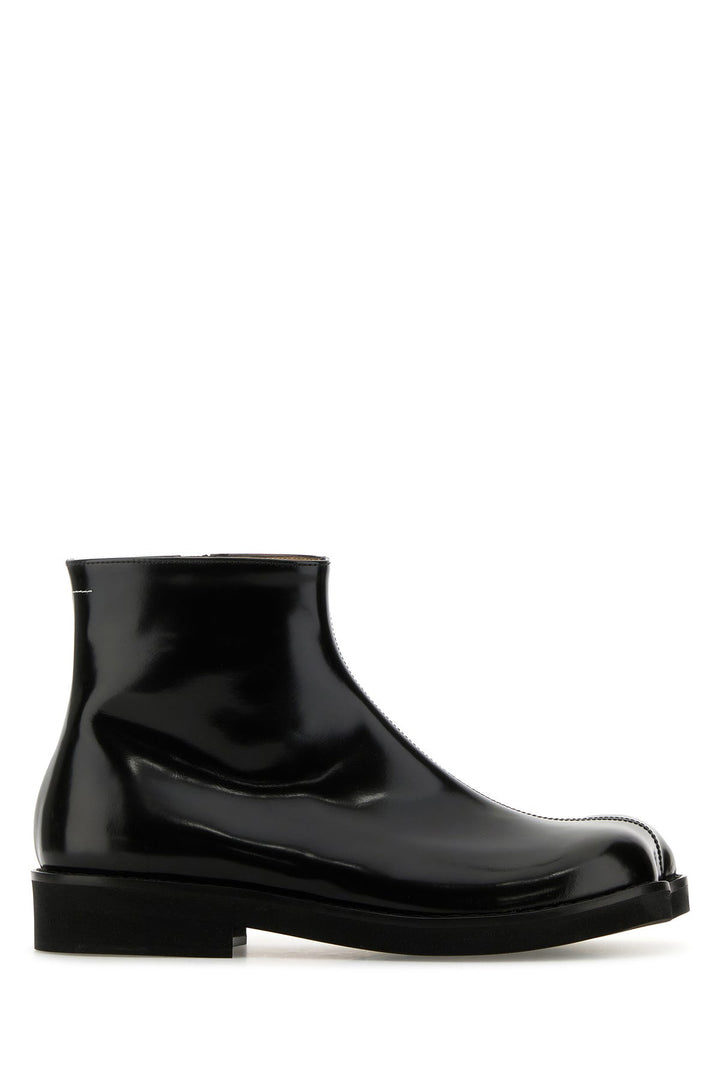 Black leather ankle boots