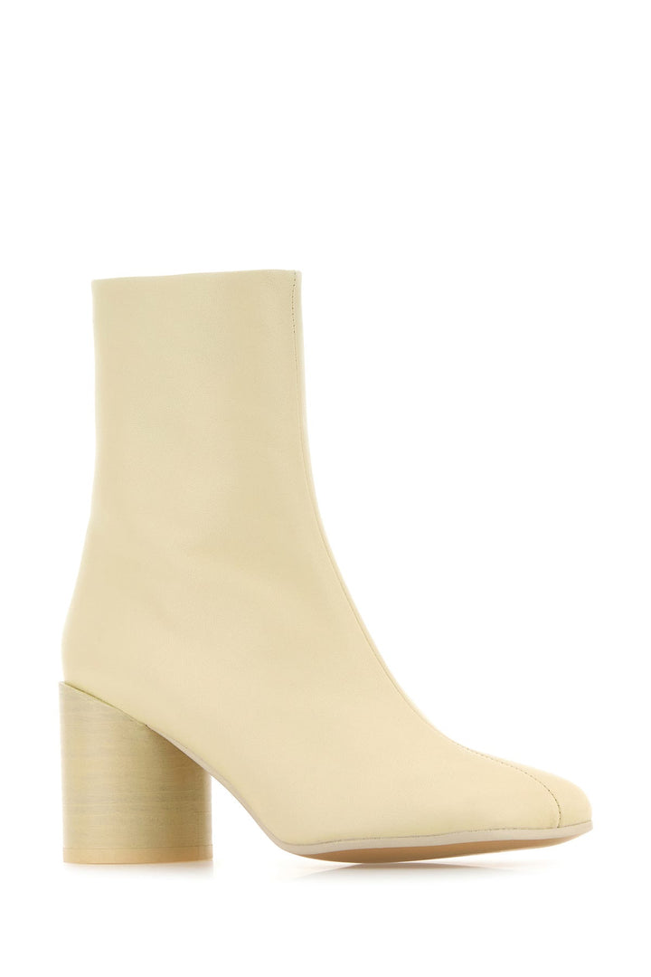 Ivory leather ankle boots