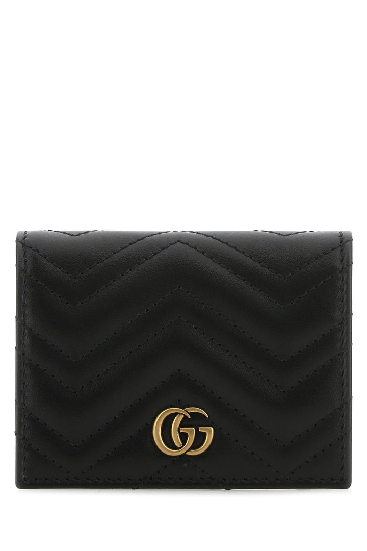 Black leather small GG Marmont wallet