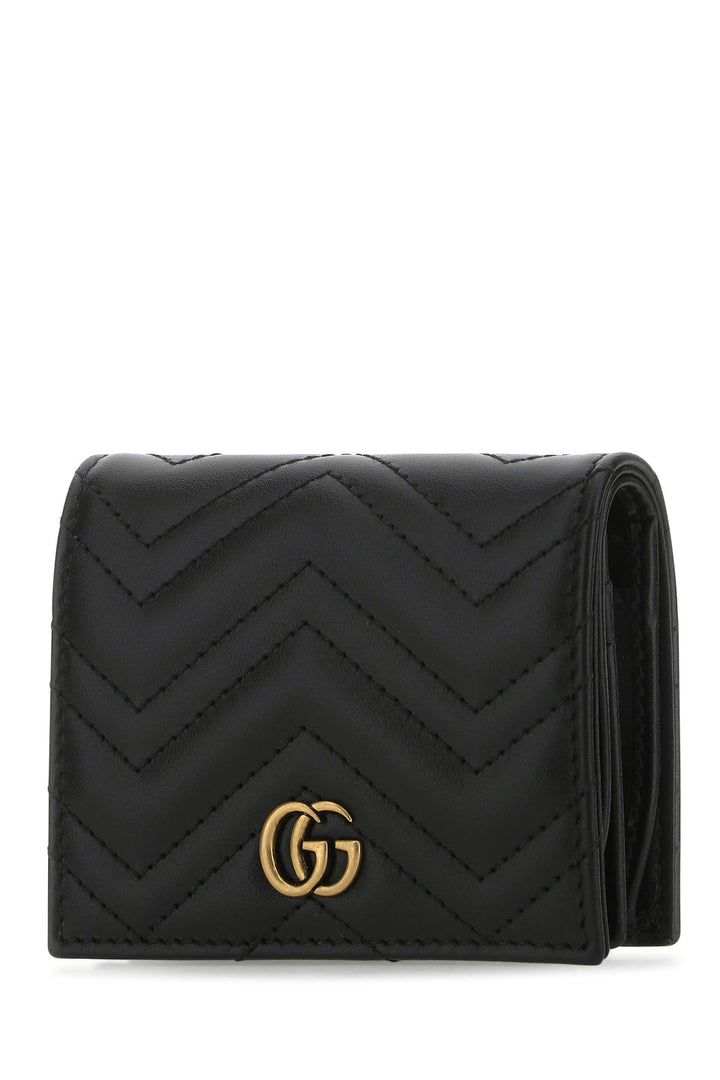 Black leather small GG Marmont wallet