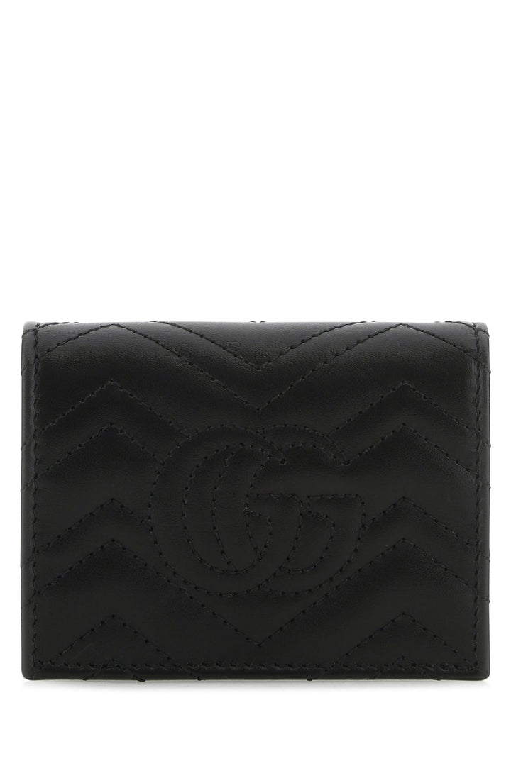 Black leather small GG Marmont wallet