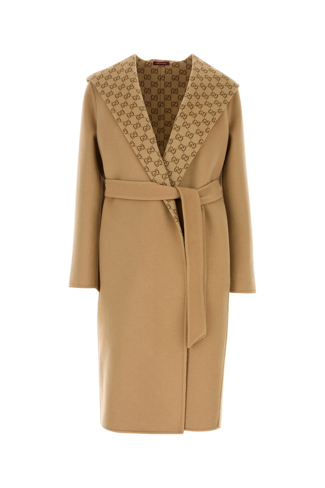 Camel wool blend reversible coat