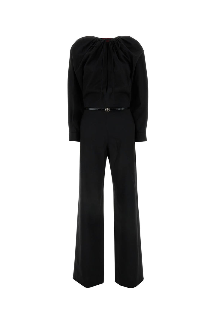 Black stretch wool jumpsuit