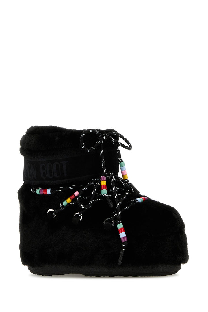 Black eco fur Icon Low ankle boots