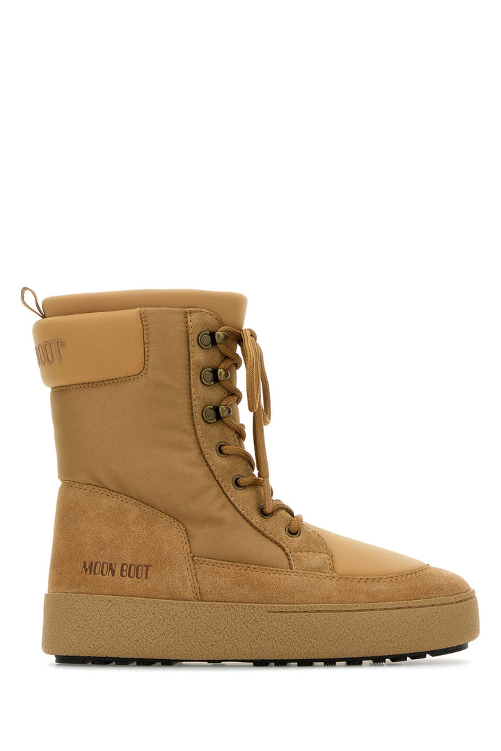 Camel canvas and suede LTrack ankle boots