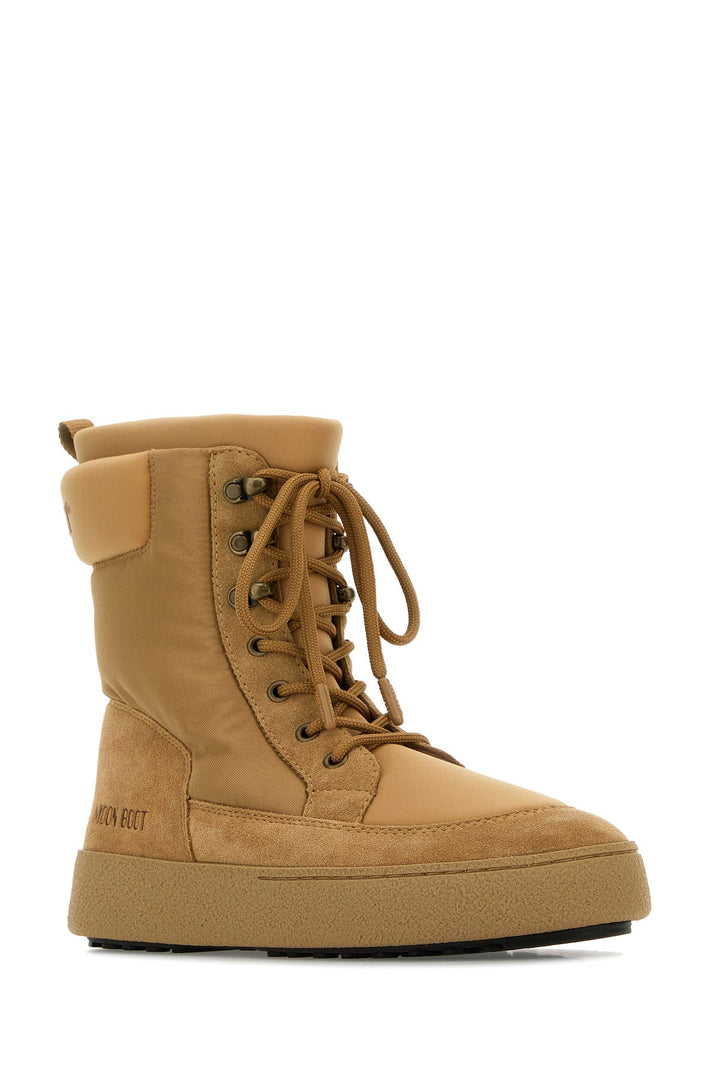 Camel canvas and suede LTrack ankle boots