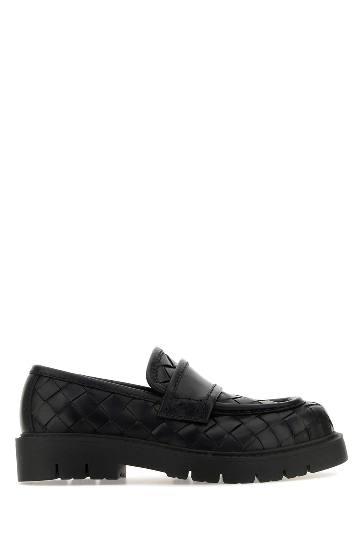 Black leather Haddock loafers