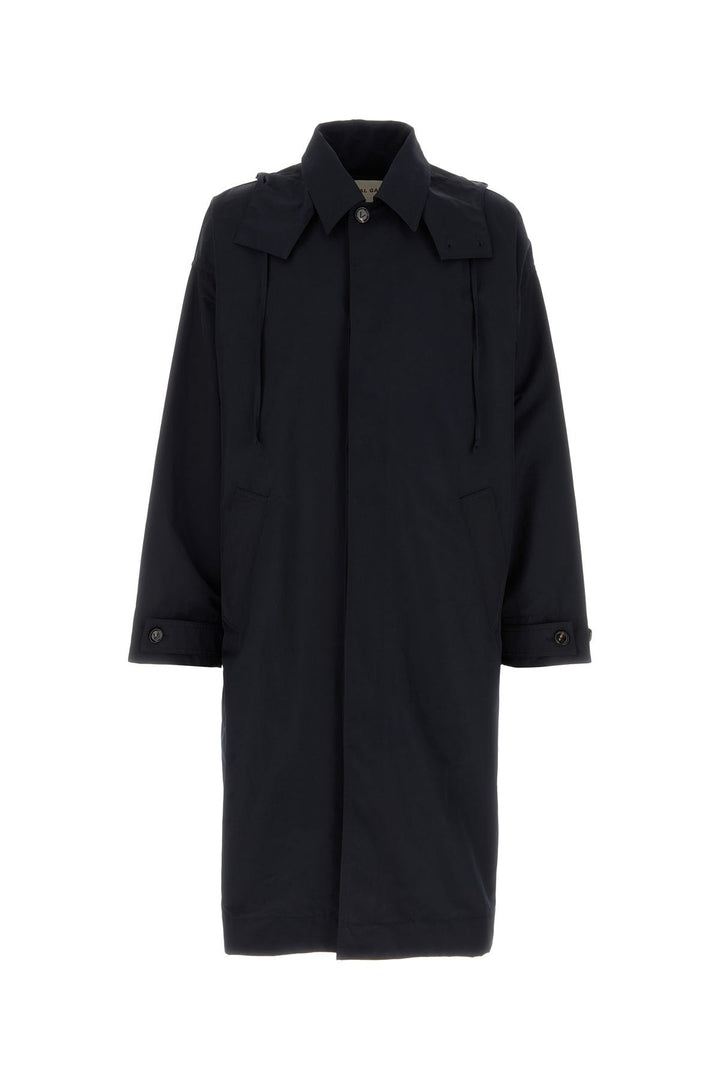 Navy blue nylon blend trench coat