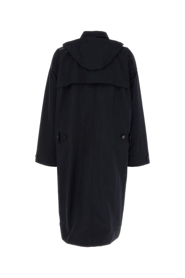 Navy blue nylon blend trench coat