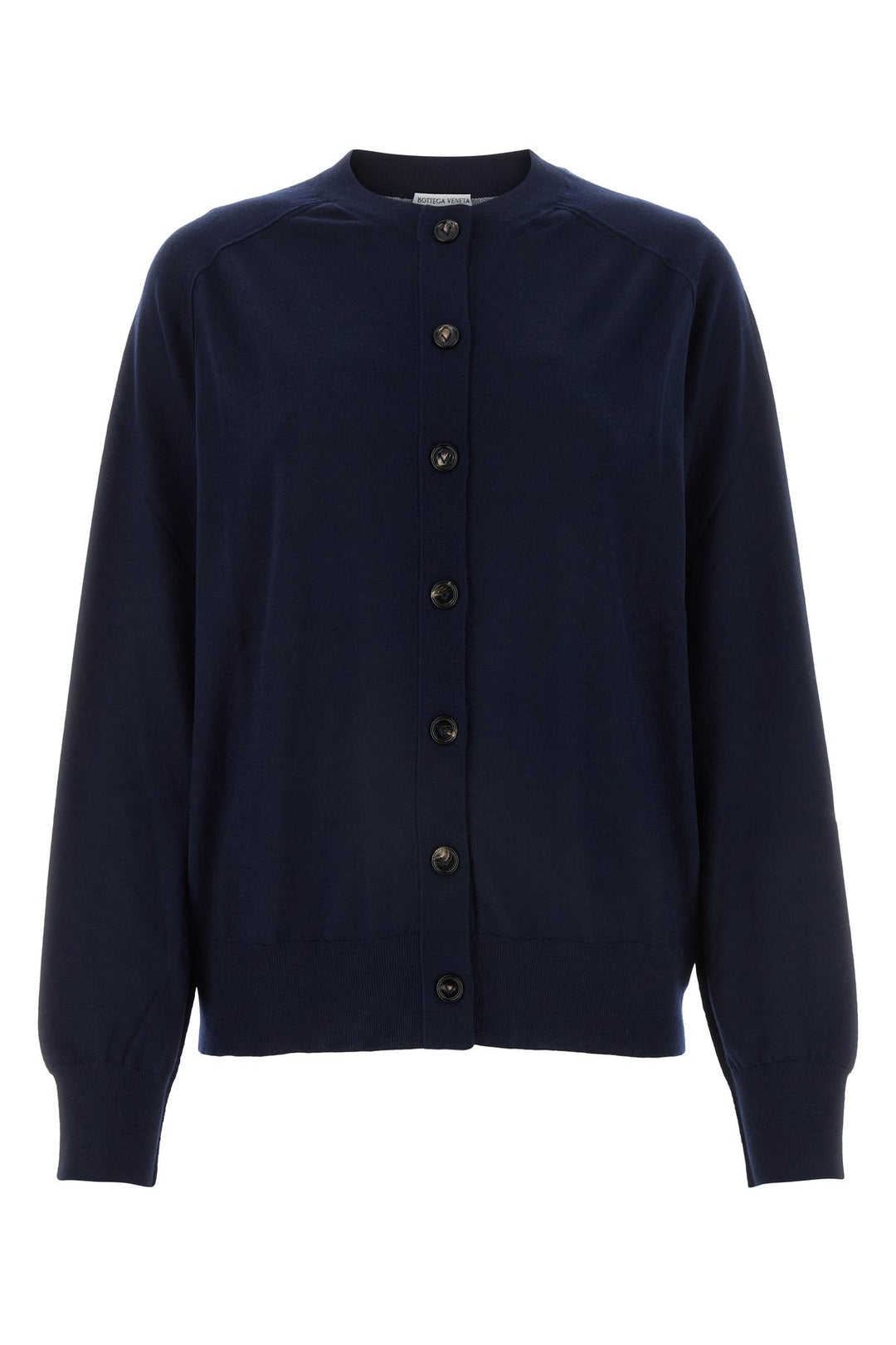 Navy blue stretch linen blend cardigan