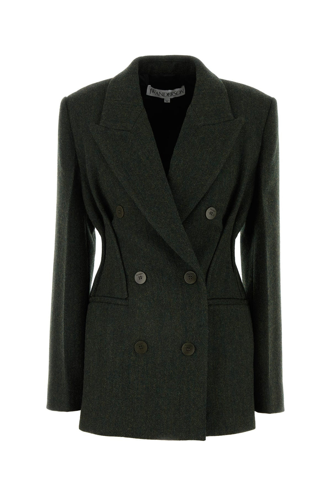 Bottle green wool blend blazer