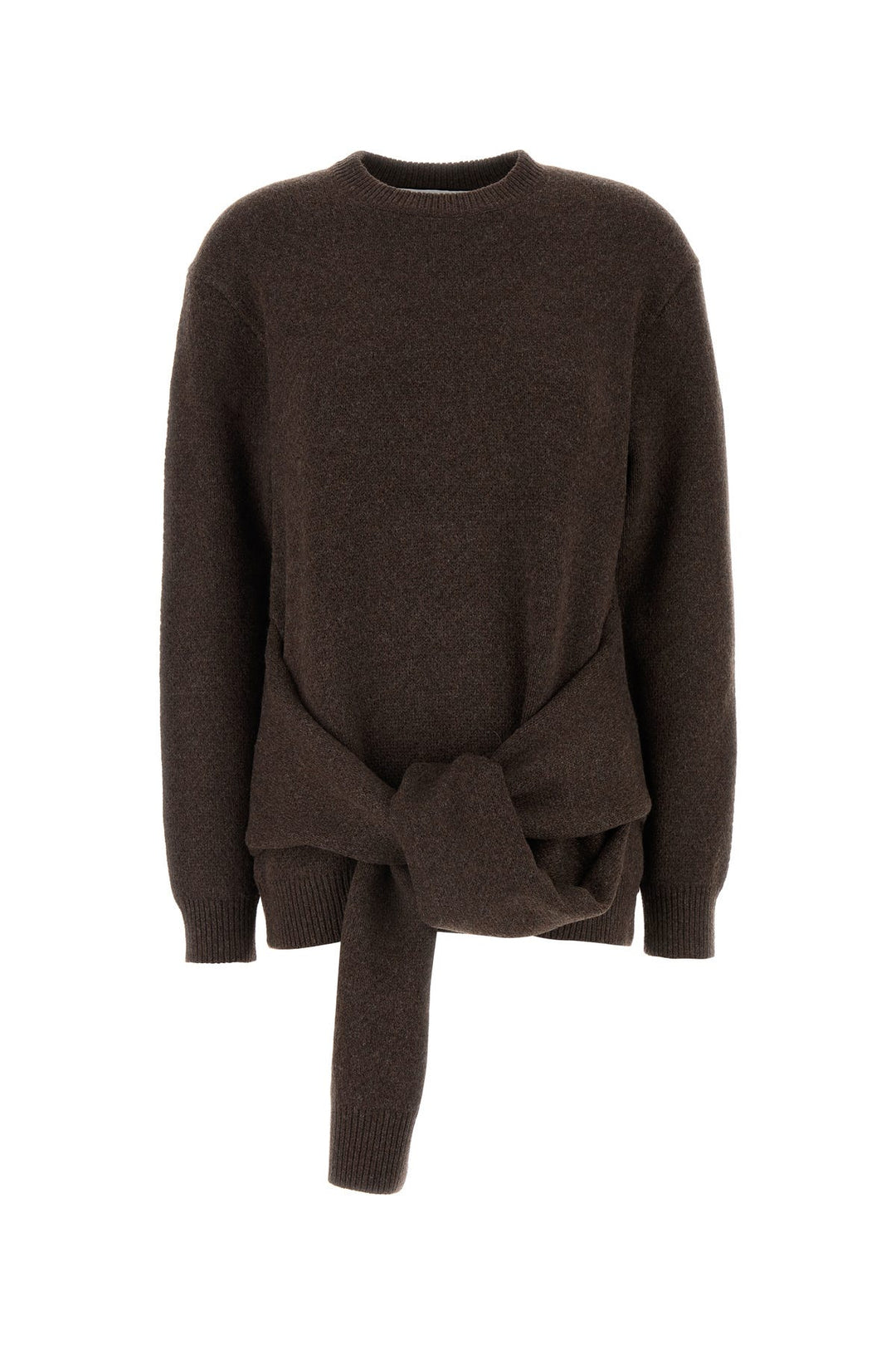 Melange brown nylon blend oversize sweater