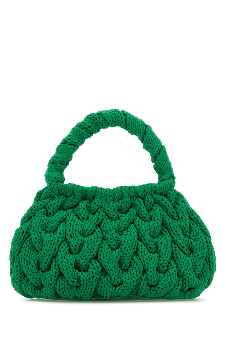 Green fabric Cable Knit handbag