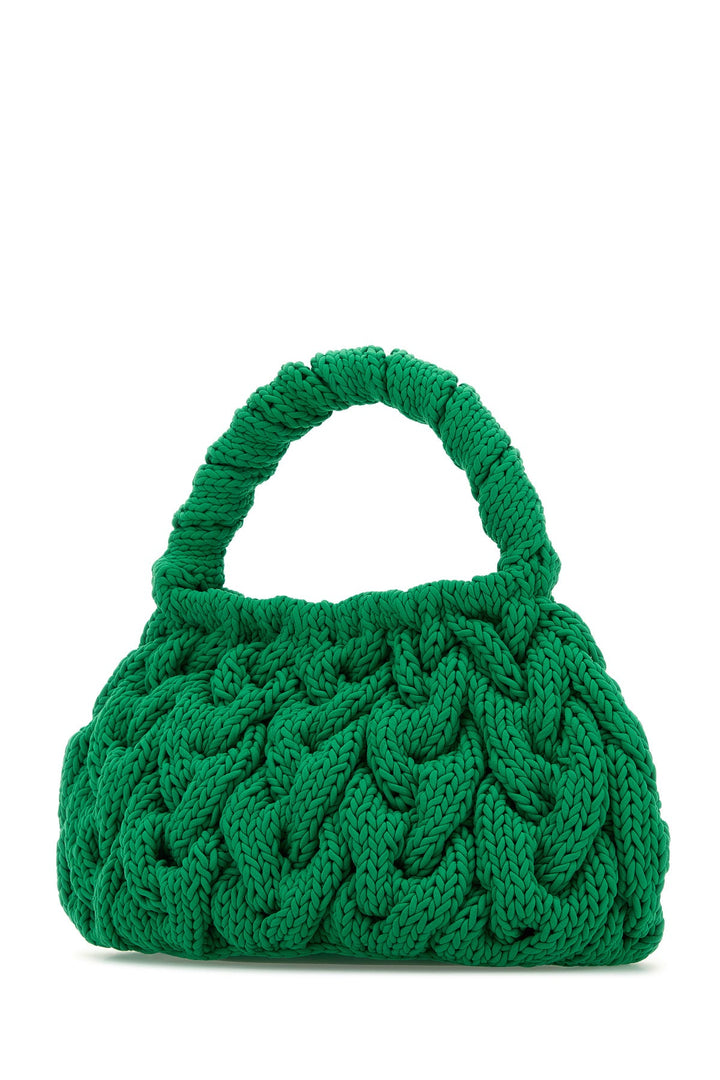 Green fabric Cable Knit handbag