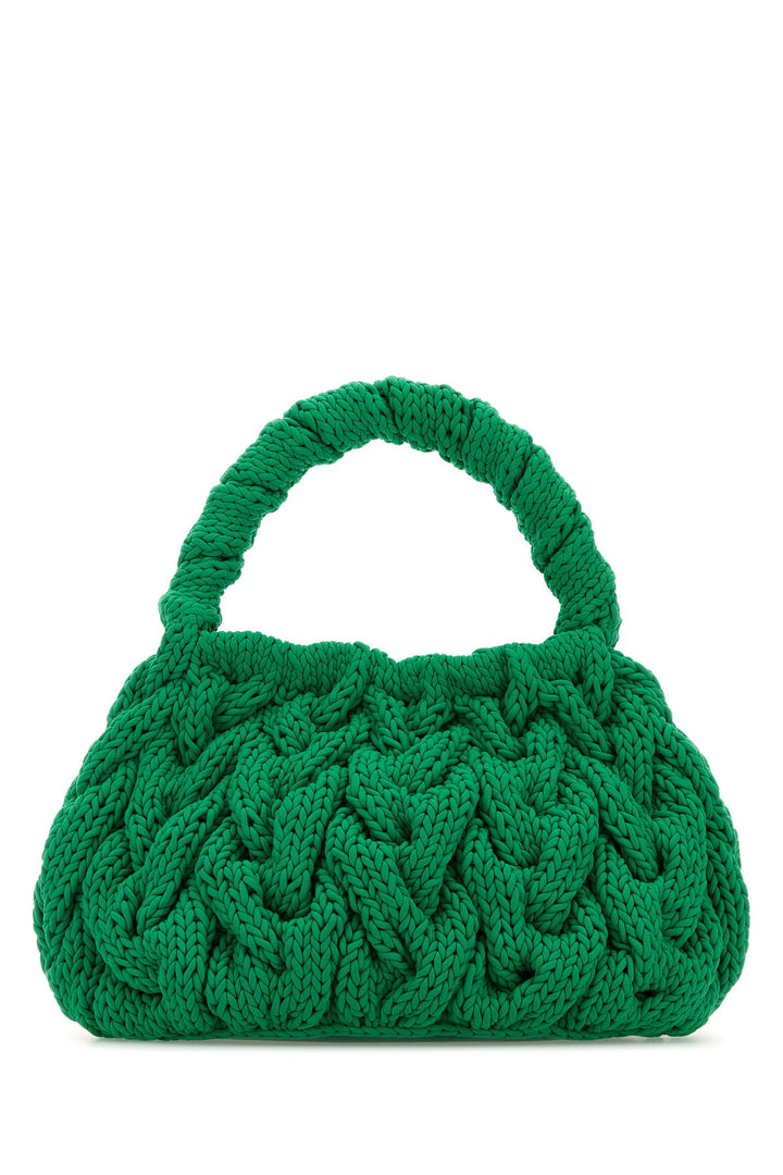 Green fabric Cable Knit handbag