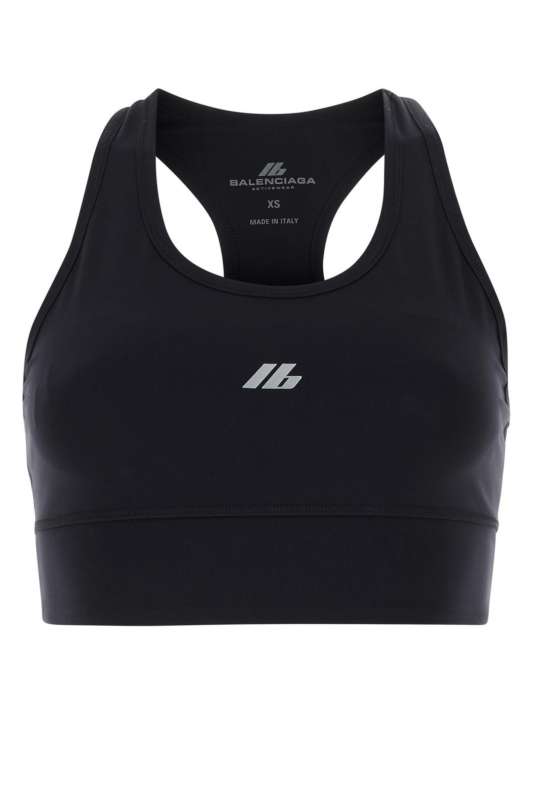 Black stretch nylon crop-top