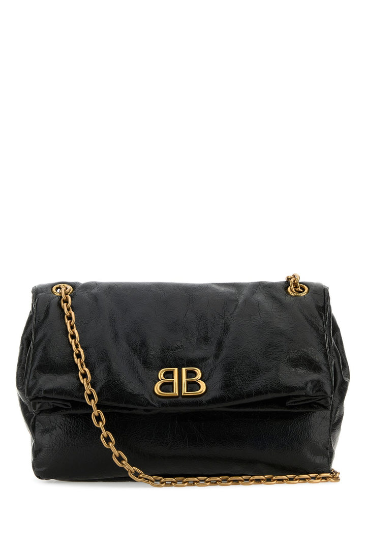 Black leather medium Monaco shoulder bag