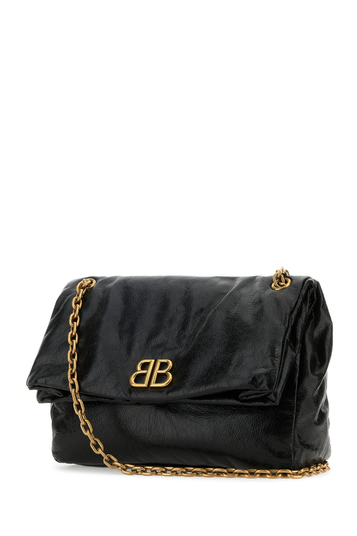 Black leather medium Monaco shoulder bag